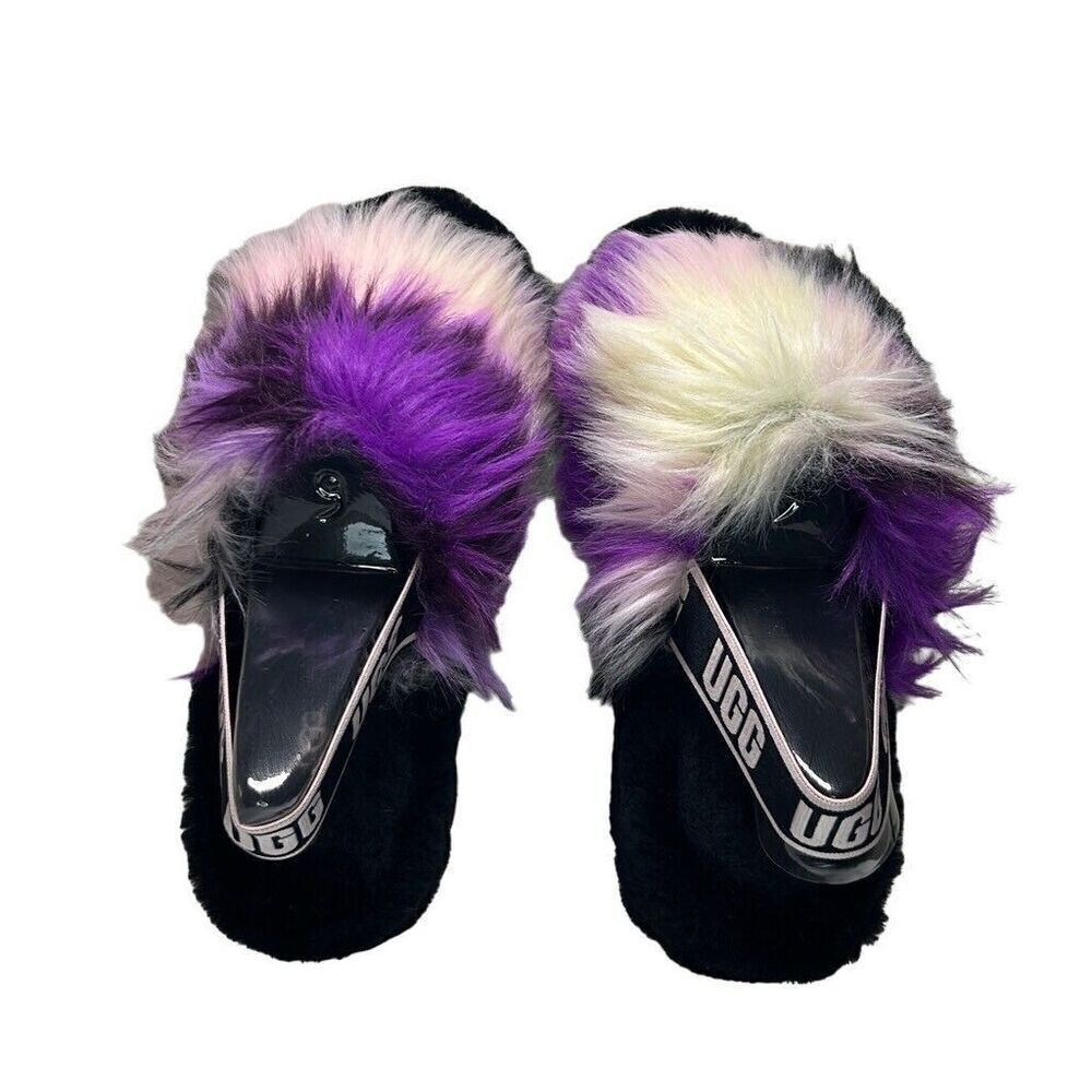 UGG Women’s Fluff Yeah Slide Sheepskin Slipper Magnolia Tie-Dye, SZ 9 US, Purple - Picture 8 of 14